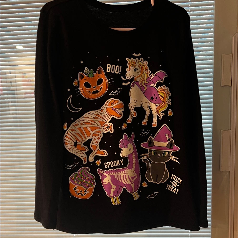 Place Black Halloween Shirt with Colorful Characters